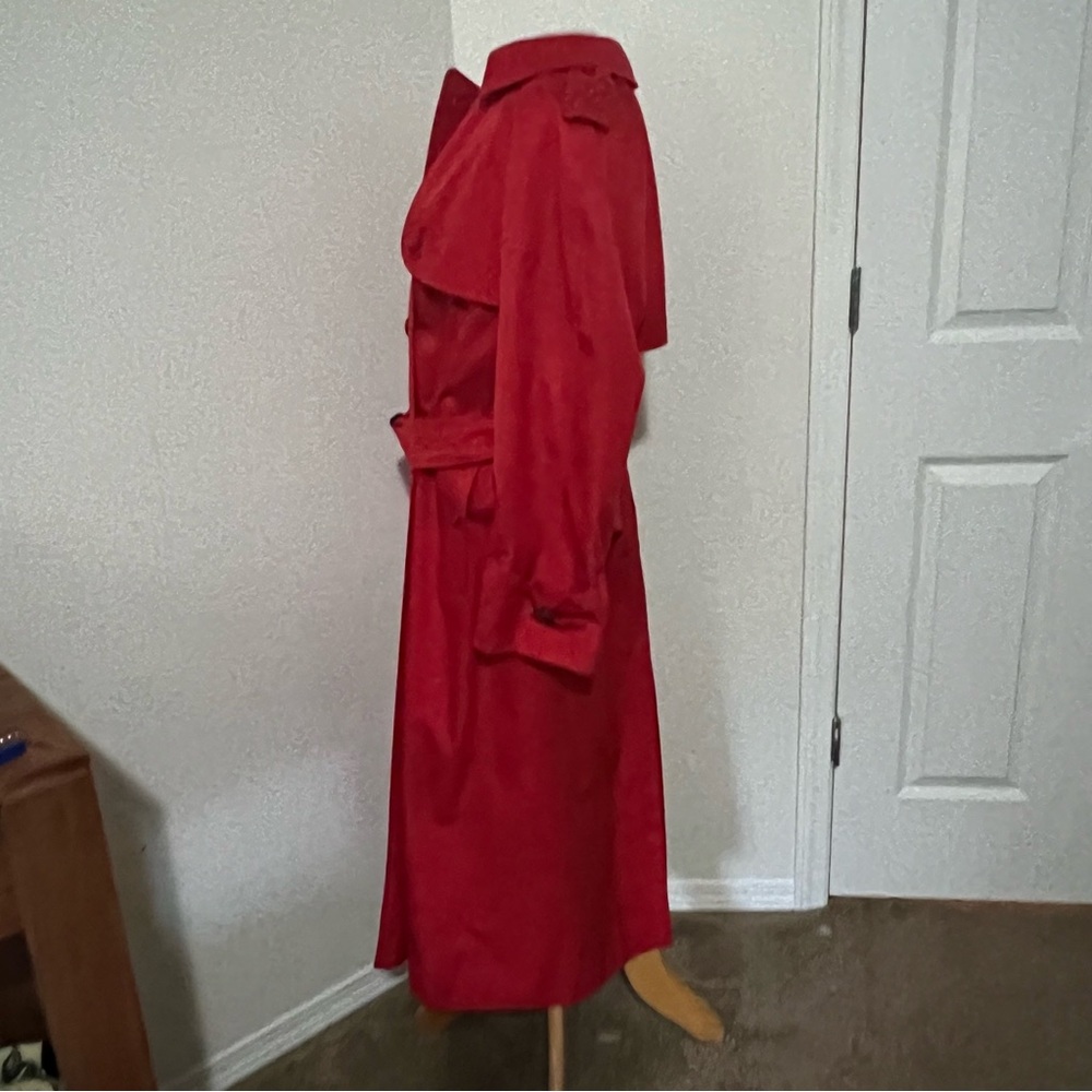 BURBERRYS' VINTAGE AUTHENTIC Red Trench Coat 10L Double Breasted Nova Check EUC - Picture 6 of 12